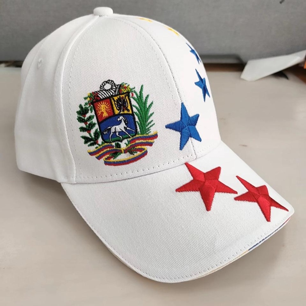 White Cap with Embroidered Stars and Crest
